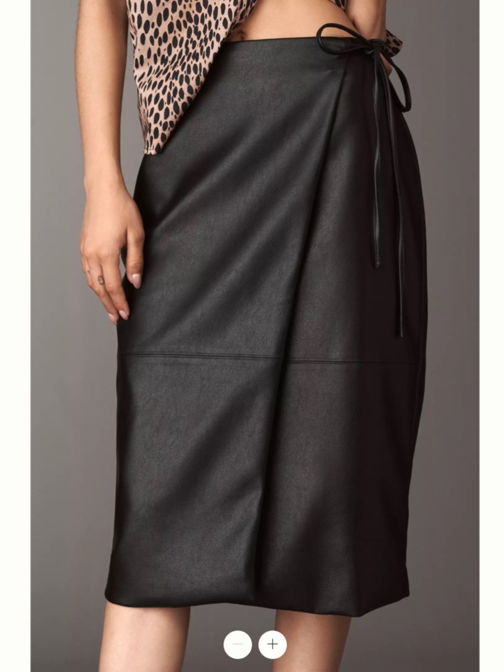 Anthropologie Maeve Faux Leather Wrap Midi Skirt - Picture 2 of 4